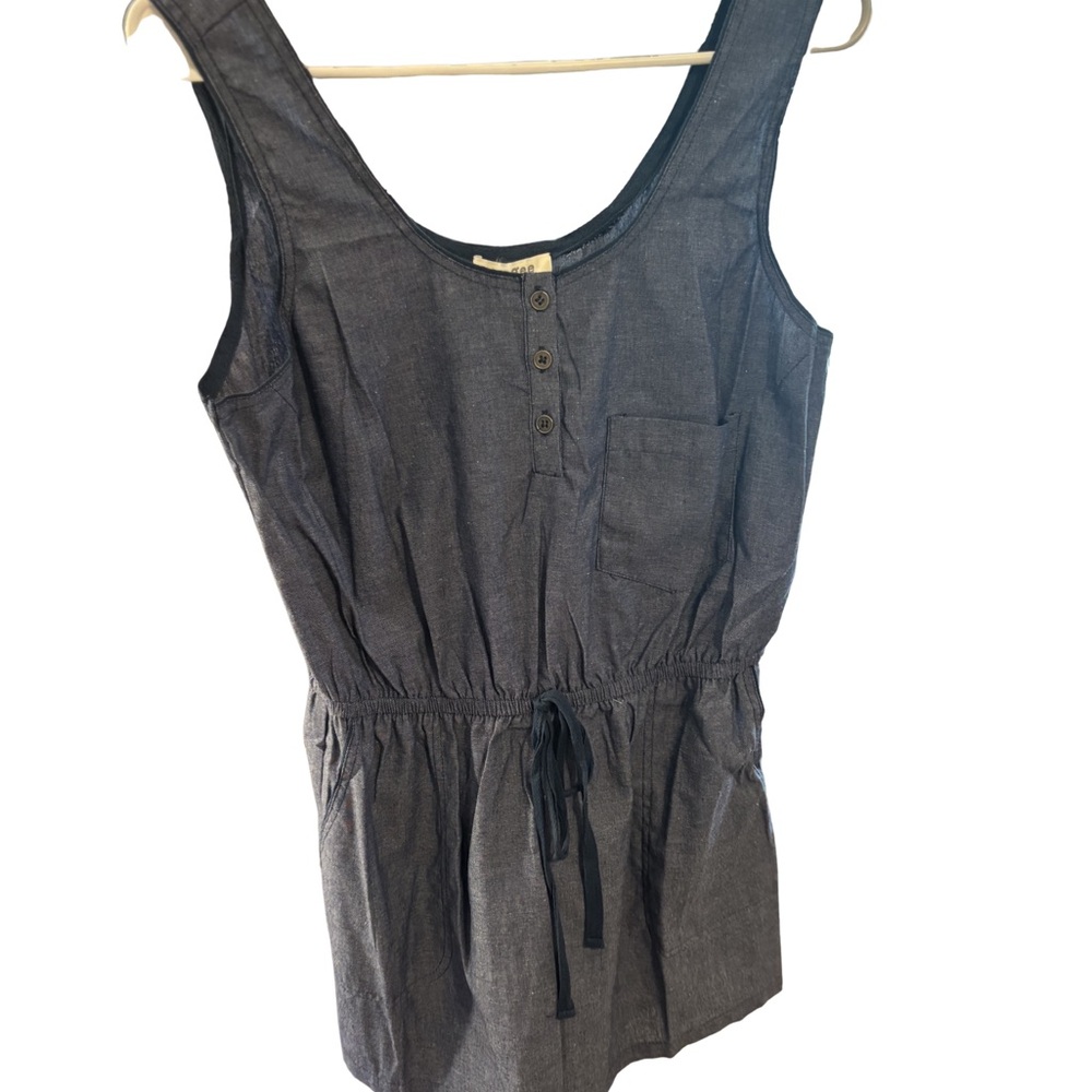 Umgee Navy Blue Sleeveless Cotton Drawstring Waist Romper Small New